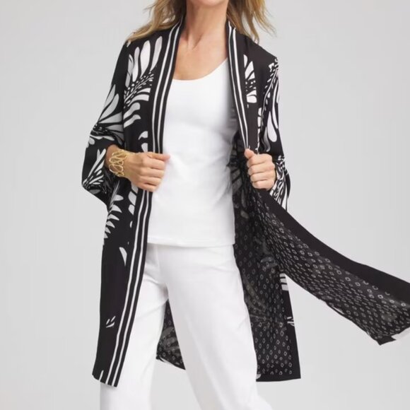 new CHICO'S tie front long kimono jacket 1 m medium - Picture 1 of 3